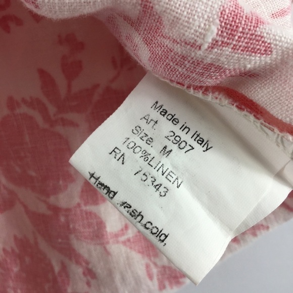 ELENA Baldi Pink And White Floral Print Linen Tunic Top Size M Made In Italy - Picture 8 of 8